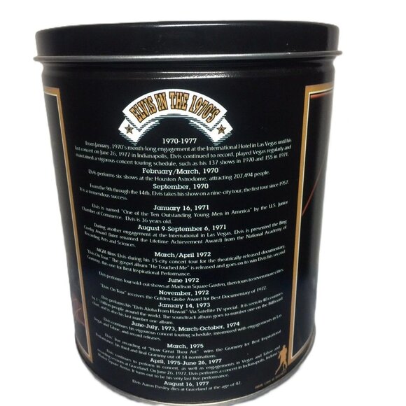 Elvis Presley Tin "The Sun Never Sets On A Legend" Black/Gold 2015 Edition 1970s - Picture 4 of 7